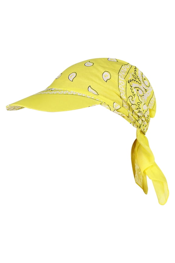 Creative Weat Wicking Beanie Cap Chemo Cap Bandana Head Scarf Hat for Women Adjustable, Assorted Paisley Print Biker Hat Hood Headband Headscarf Doo Rags Head Wraps Costume, Yellow One Size