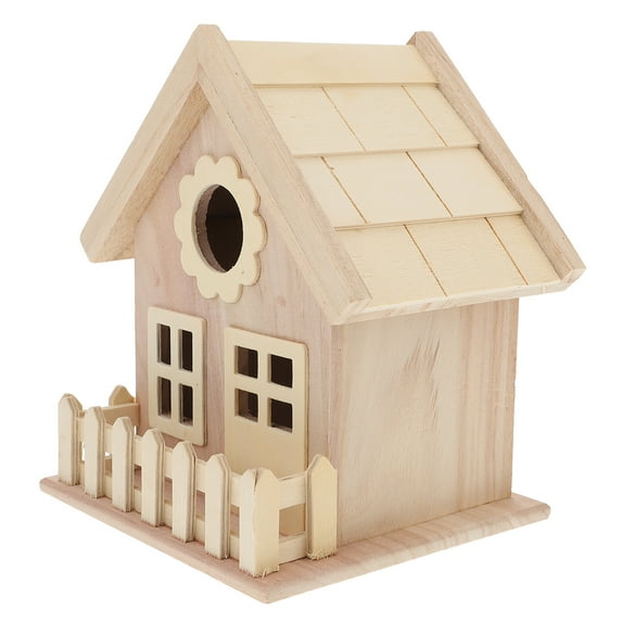 Creative Wooden Bird Nest with Entrance, Outdoor Garden Bird House, Birds Bed Hut, Decorative Graffiti Design, Bird Supplies