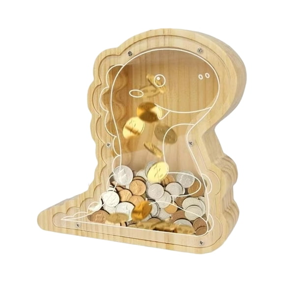 Creative Wood Dinosaur Savings Cintainer Cartoon Coin Holder Box for Kids