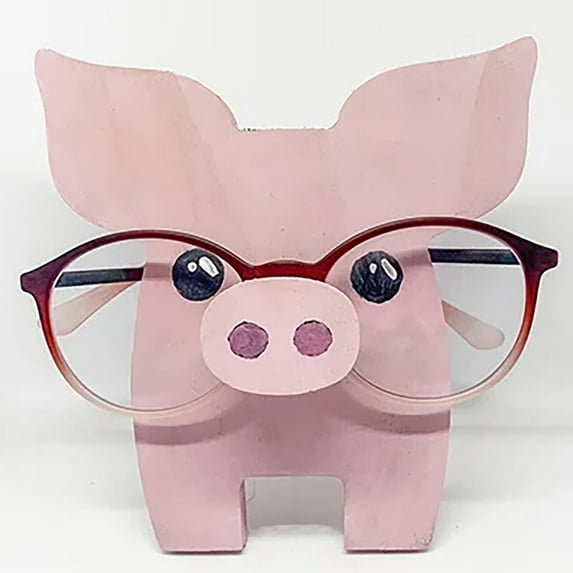 Creative Wood Eyeglass Holder Handmade Nose Piggy Stand for Office Desk Home Decor Gifts