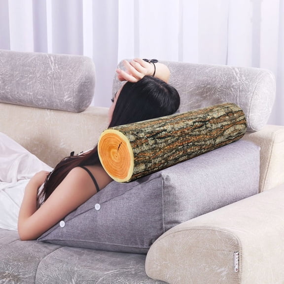 Creative Wood Log Shaped Pillow Cylindrical Plush Cushion With Rustic Texture Decorative Throw Pillow For Living Room Bedroom Sofa