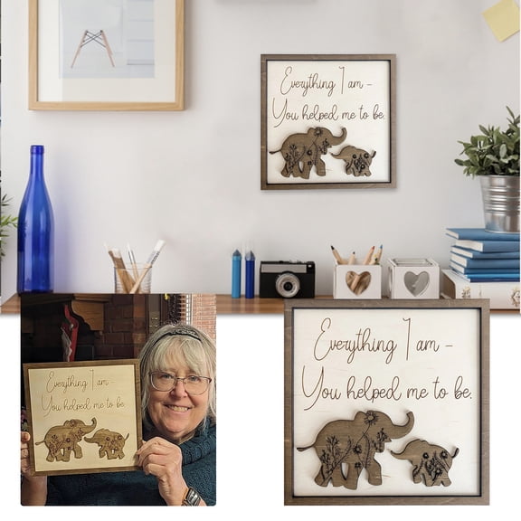 Creative Wooden Elephant Moose Photo Frame, Home Decor, Perfect Heartwarming Gift for Mother's Day