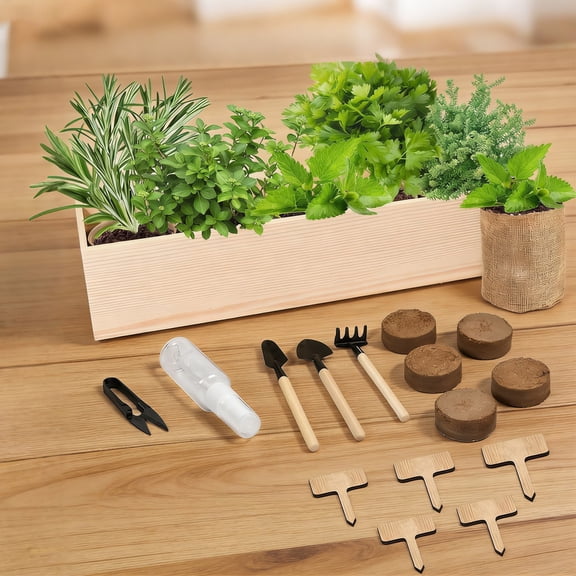 Creative Wooden Flower Pot Indoor Planting Kit, DIY Home Gardening Set with Complete Growing Supplies, Ideal Parent-Child Interactive Craft Kit for Balcony Window Sill Flower Planting