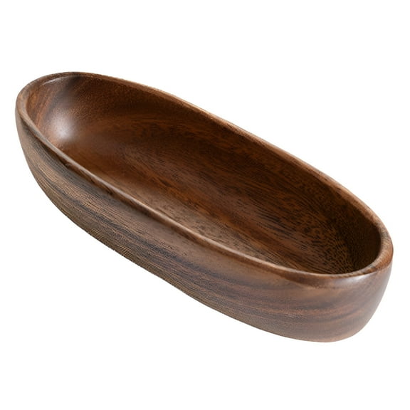 Creative Wooden Salad Bowl Boat Shaped Bowl Fruit Bowl Multipurpose Wooden Bowl Large Capacity for Food Sushi Dessert Photo Prop Type 3