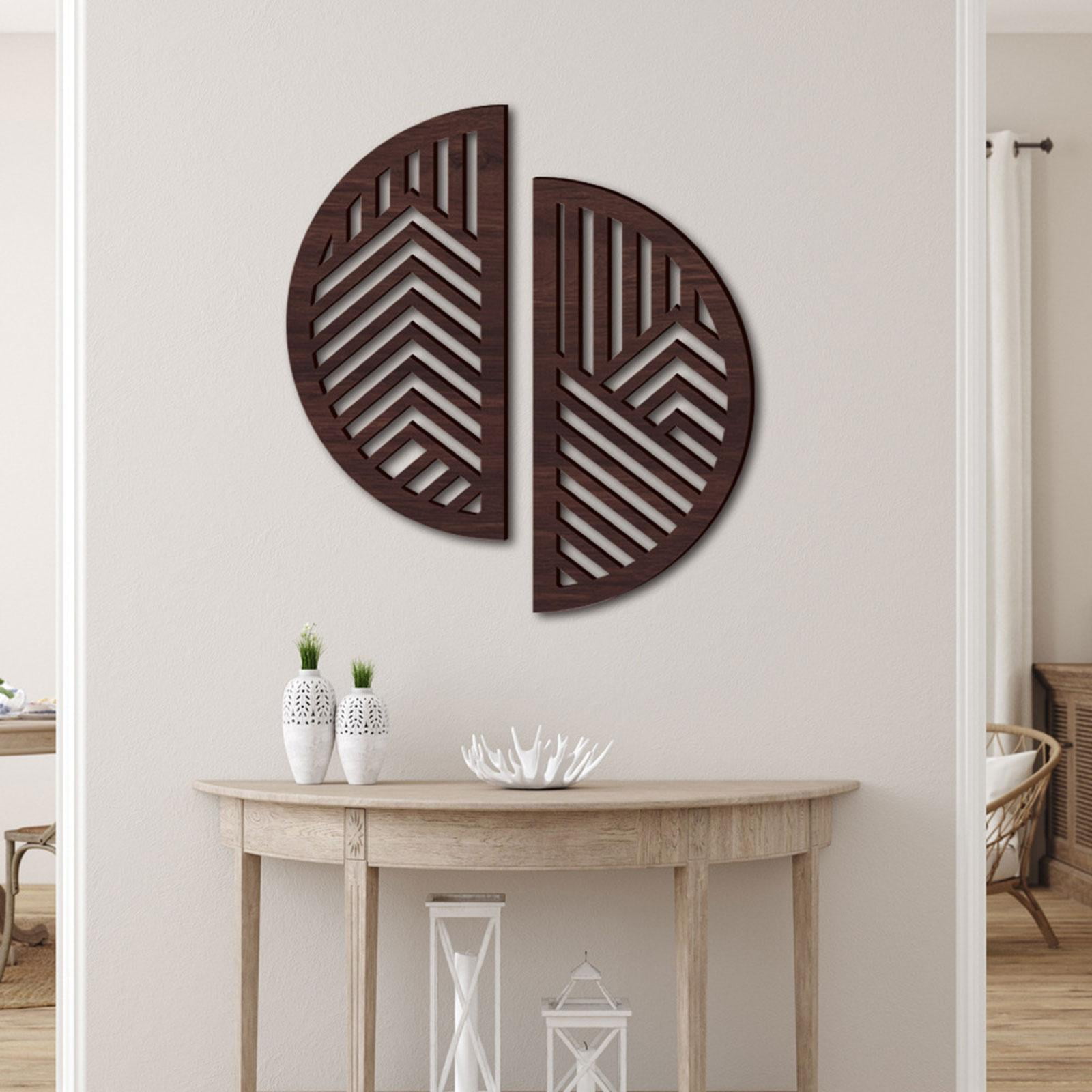 Creative Wooden Wall Art Hollow Semicircle Basswood Sculpture Wall