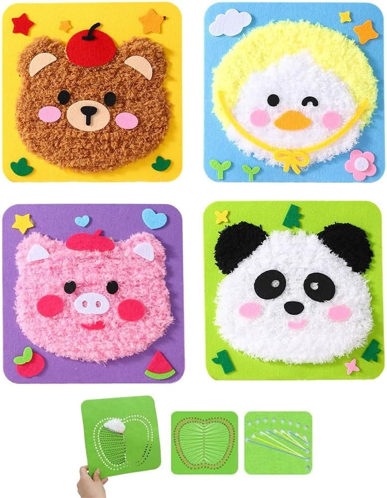 Creative Wool Craft Kit For Kids, Diy Cartoon Animal Sewing Craft Kit 