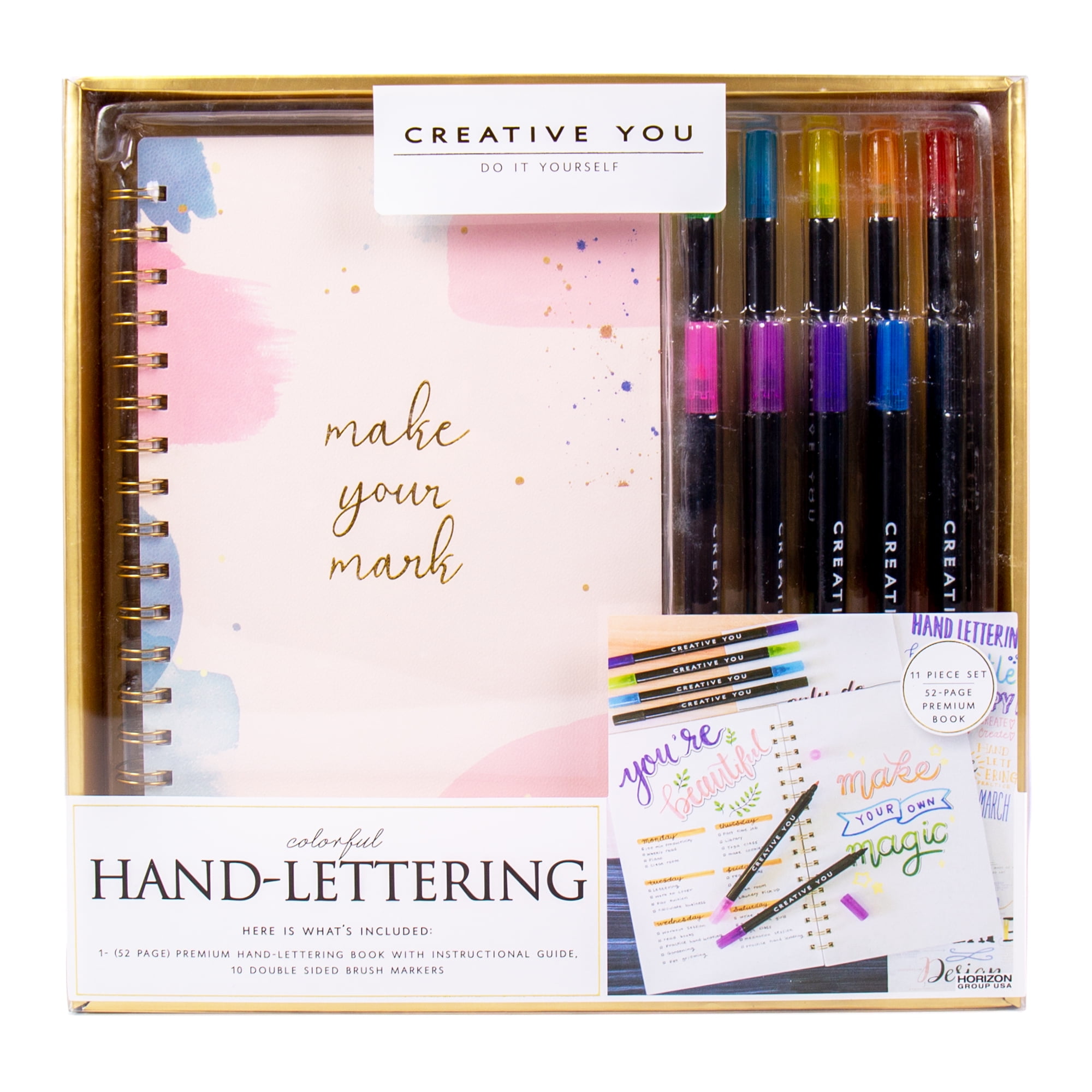 Creative You Colorful Hand Lettering Set, Unisex, Child, Ages 6+ (11 Pieces)