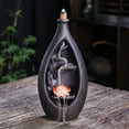 thumbnail image 1 of Creative Zen Buddhist Hand Lotus Incense Burner Purple Clay Big Bottle Left Right Waterfall Reflux Aromatherapy Holder, 1 of 16
