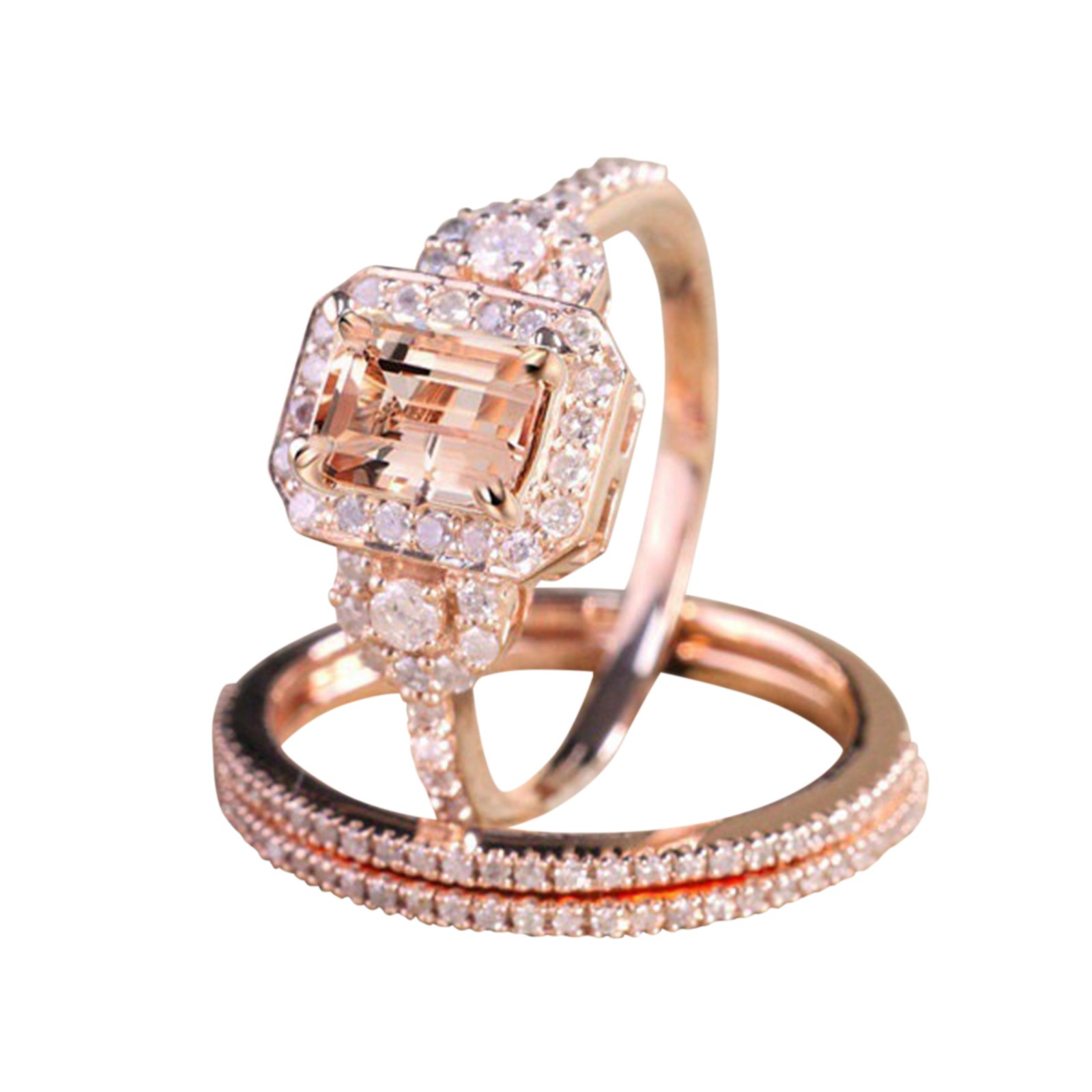 Creative Zircon Ring Fashion Jewelry Rose Gold Set Ring European Micro ...