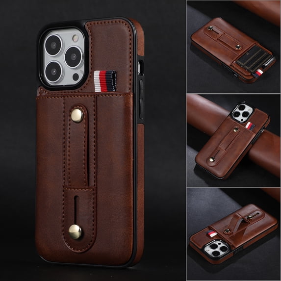 Creative and simple business style leather phone case for iphone 15ProMax, card holder