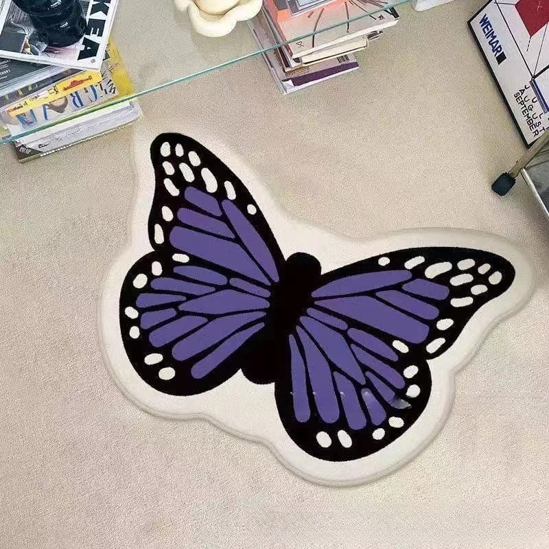 Naturestep Rug Butterfly Creative butterfly carpet non-slip mat bathroom bedroom non-slip mirror ...