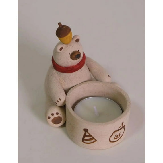 Creative candle holder cute bear resin decoration for home living room tabletop decor.