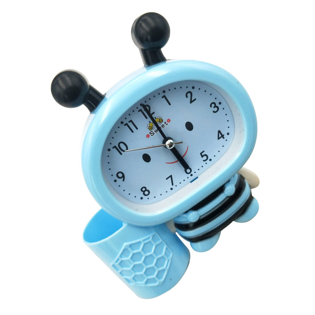 Creative desktop clock shape childrens alarm clock with pen holder