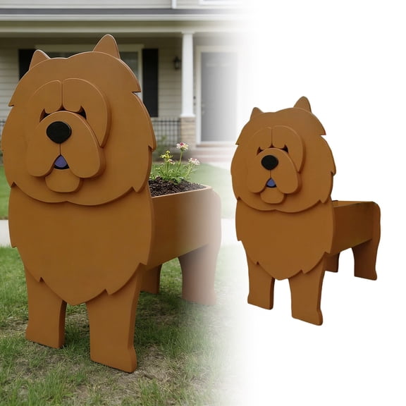 Creative dog flower pot brown Chow Chow/ Dog Planter Cute Large Dog Flower Pots For Pet Lovers Animal Plant Pots Indoor Outdoor Garden Decor