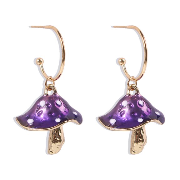 Creative, dreamy and cute forest-themed small mushroom oil drop earrings, colorful oil drop mushroom earrings