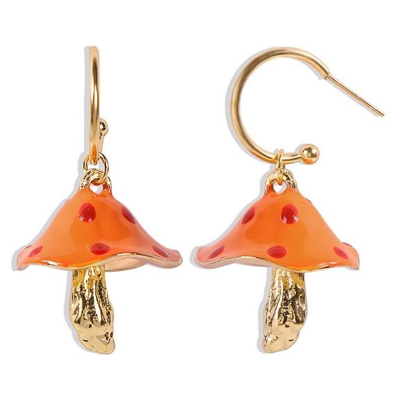 Creative, dreamy and cute forest-themed small mushroom oil drop earrings, colorful oil drop mushroom earrings