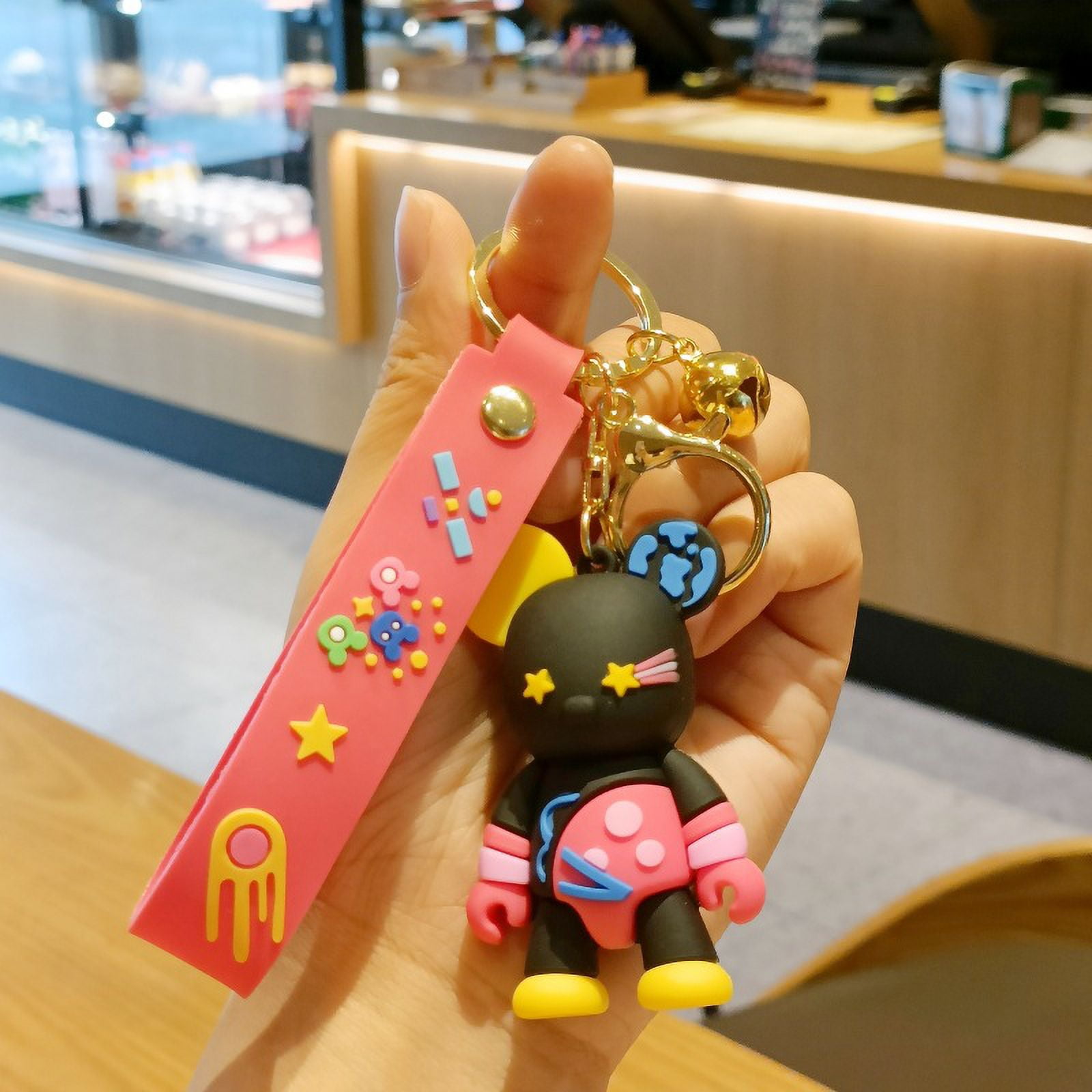 Creative graffiti space violent bear keychain Cartoon Doll Doll couple