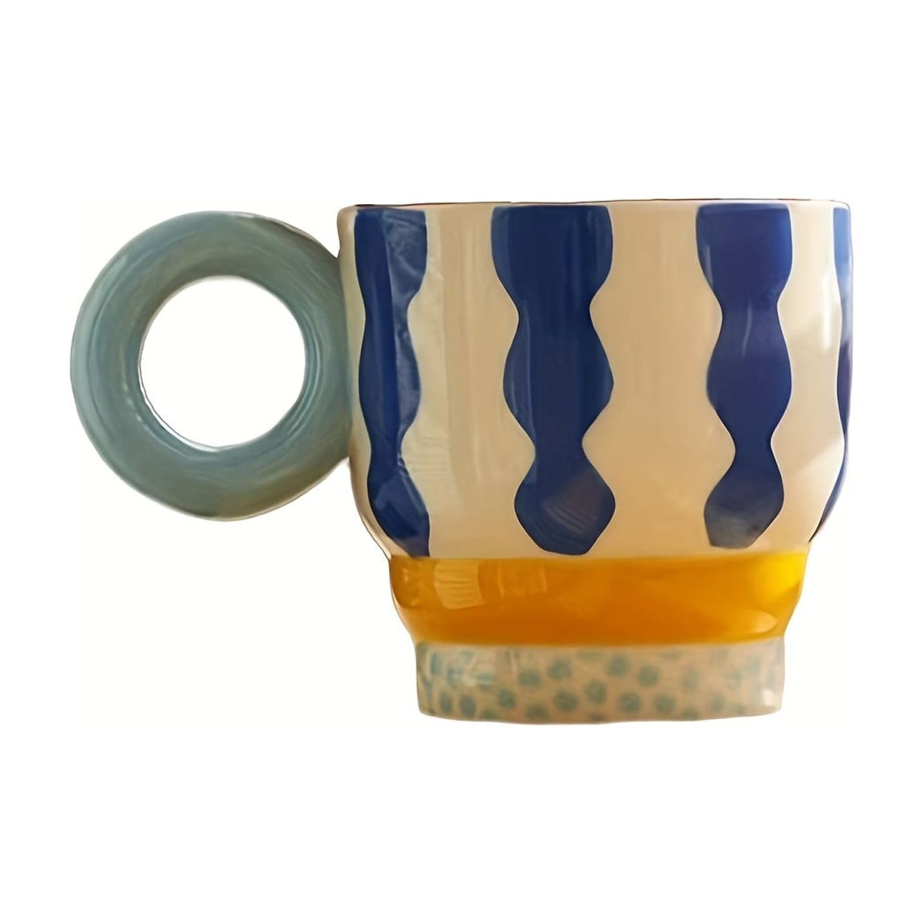 Creative hand-painted ceramic mug with ring handle | Stylish home decor ...