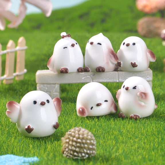 Creative micro-landscape cute chickadee figurine desktop decoration small ornament office resin craft