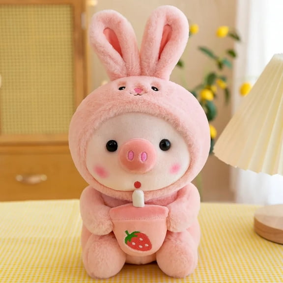 Creative transformation milk tea pig pig doll for girls children birthday gift milk tea plush toys