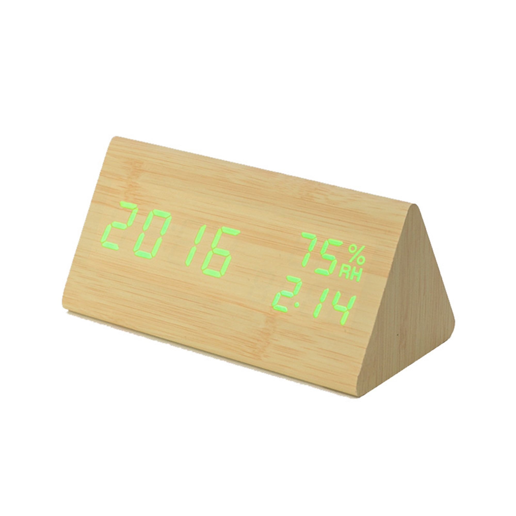 Creative triangle alarm clock, time, temperature, humidity display ...