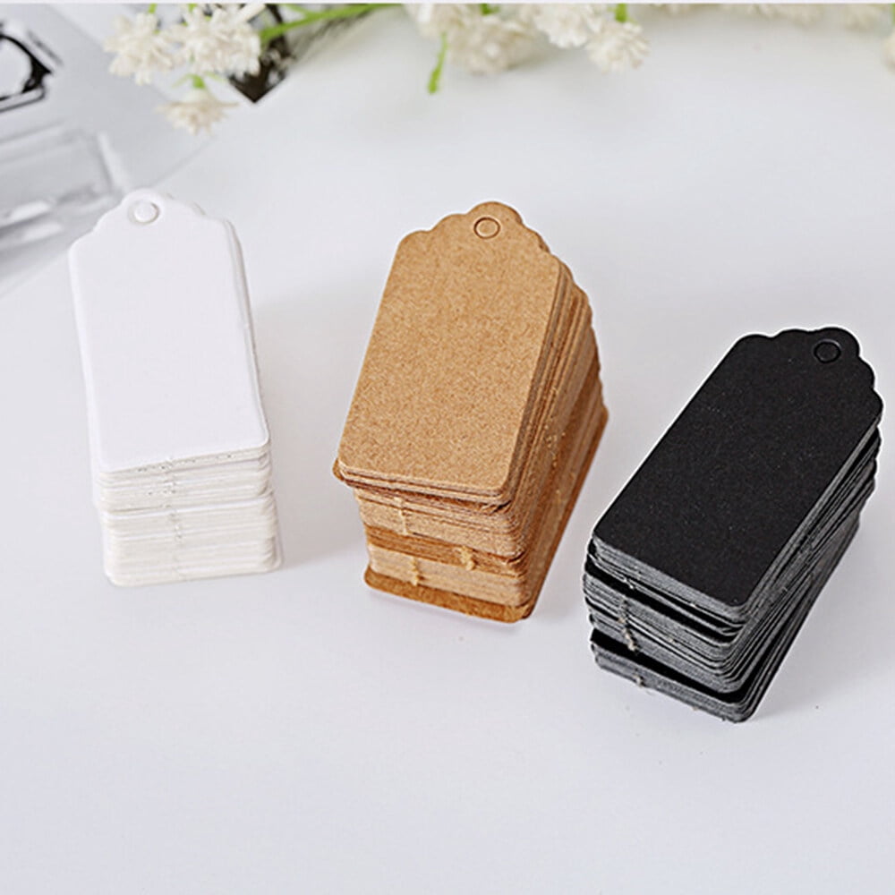 CreativeArrowy 100pcs 0.79*1.57in Paper Gift Tags Card White/Black ...