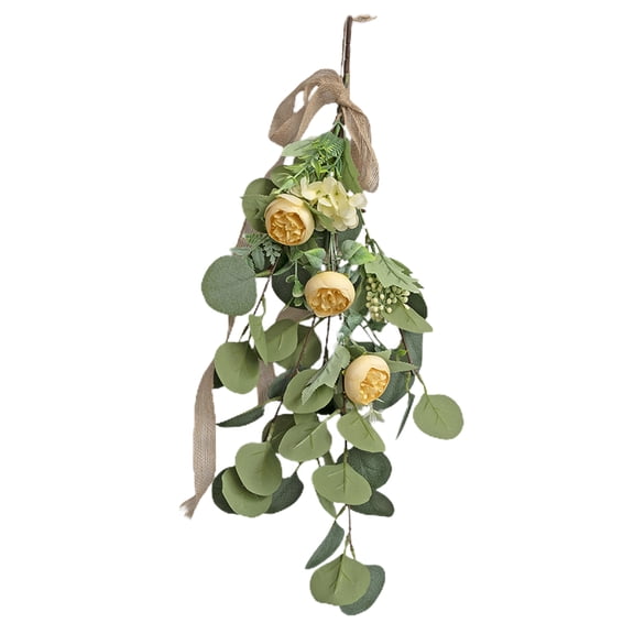 CreativeArrowy 1pcs 23.6in Peony Teardrop Wreath Spring Summer Front Door Teardrop Wreath Artificial Floral Swag Wreath for Home Decor