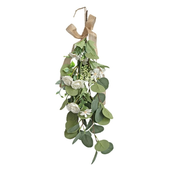 CreativeArrowy 1pcs 23.6in Peony Teardrop Wreath Spring Summer Front Door Teardrop Wreath Artificial Floral Swag Wreath for Home Decor