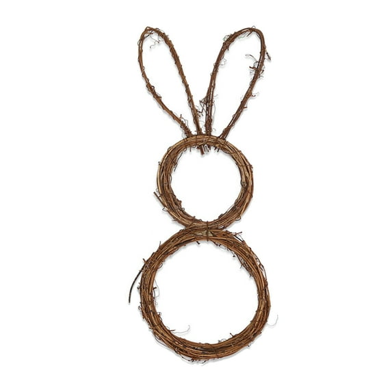 CreativeArrowy Bunny Wreath Trellises Easter Ornament For Home Garden Decor Brown Woven Rattan DIY Rabbit Adornment Garland Base
