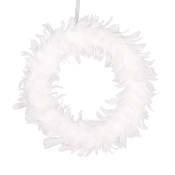 CreativeArrowy Christmas Garland Hanging Decoration Xmas For Gifts Feathers Foam Fairy Style White Party Props Entrance Door Wreath 11.81in