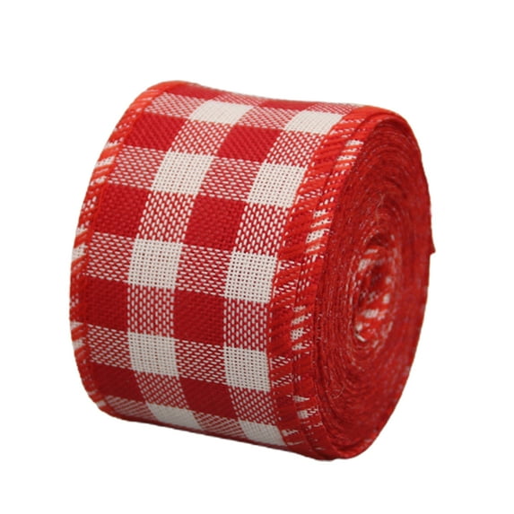 CreativeArrowy Christmas Wired Edge Ribbons Buffalo Plaid Wrapping Ribbon Red Green Burlap Ribbon 20ft*2in Rustic Wired Craft Ribbon for Xmas Present DIY Wrapping Holiday Home Wreath Xmas Tree Decor