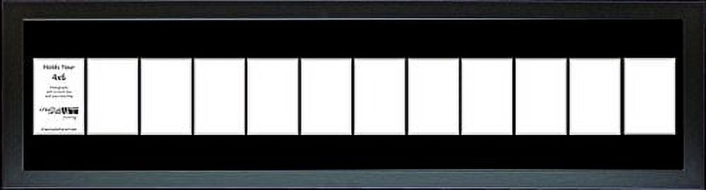 CreativeLetterArt [10x50bk-b] 12 Opening Black Picture Frame Holds 4x6 Media Black Collage Mat Including Scratch Resistant Acrylic