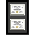 thumbnail image 1 of CreativePF [10x16bk-b] Black Vertical Double Diploma Frame with 2 Opening Black Matting | Holds 2-6x8-inch Documents with Installed Wall Hanger, 1 of 5