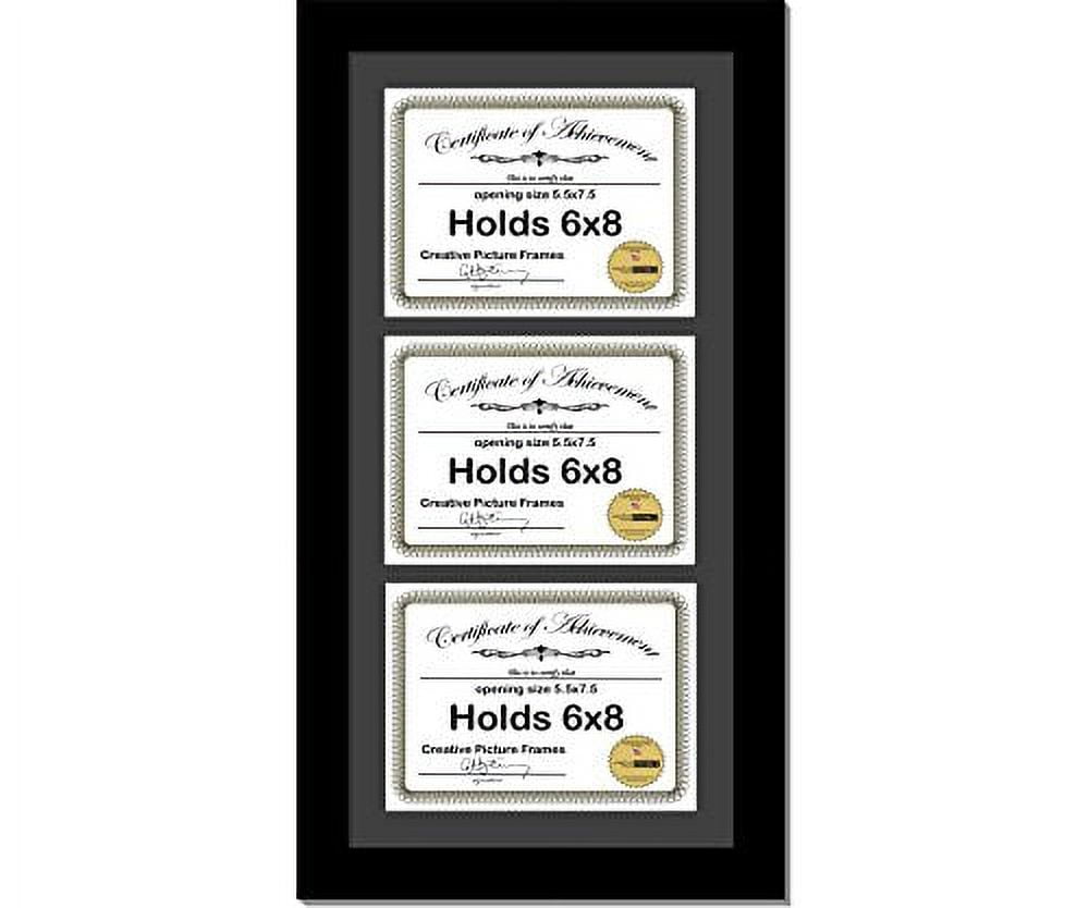 CreativePF [10x20bkb] Black Vertical 6x8 Triple Diploma Frame with 3