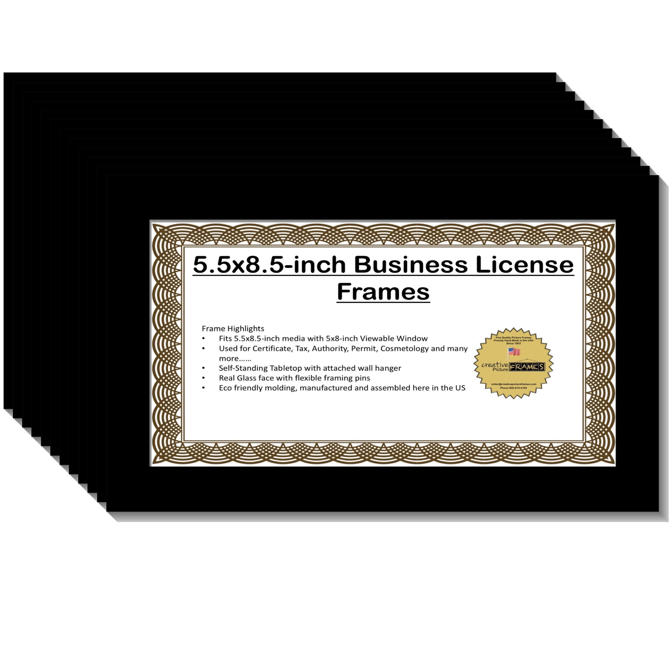 CreativePF [5.5x8.5bk] Business License Frame with Self Standing Easel ...
