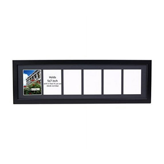 CreativePF- 6 Opening Black Picture Frame Holds 5 by 7-inch Media with 10x36-inch Black Mat Collage Including Full Strength Glass, Alphabet Photography