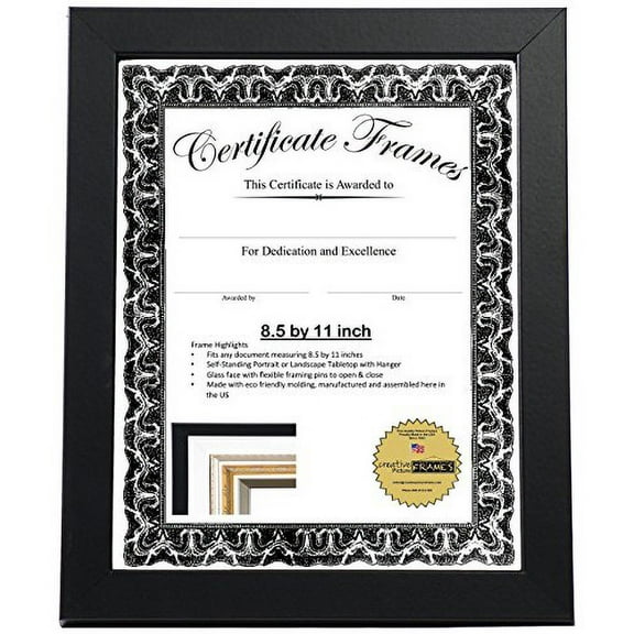 CreativePF- 8.5x11inch Professional Black Business License Certificate Frame Includes Easel Back with Wall Hanger