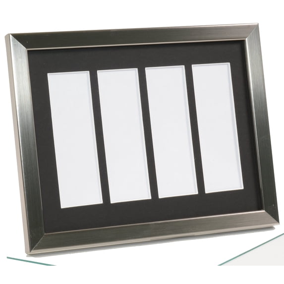 CreativePF- Event Photo Booth Frame - Holds 1- 2x6 with Mat to Display, Cherish and Preserve your Wedding Memories (Black Mat | Stainless Steel, Holds 5- 2x6)