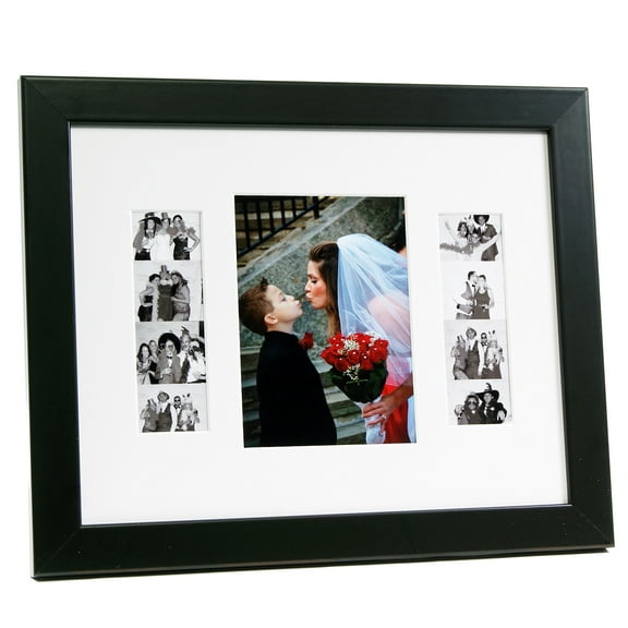 CreativePF- Event Photo Booth Frame - Holds 1- 2x6 with Mat to Display, Cherish and Preserve your Wedding Memories (White Mat | Black Frame, Holds 1- 5x7 + 2- 2x6)