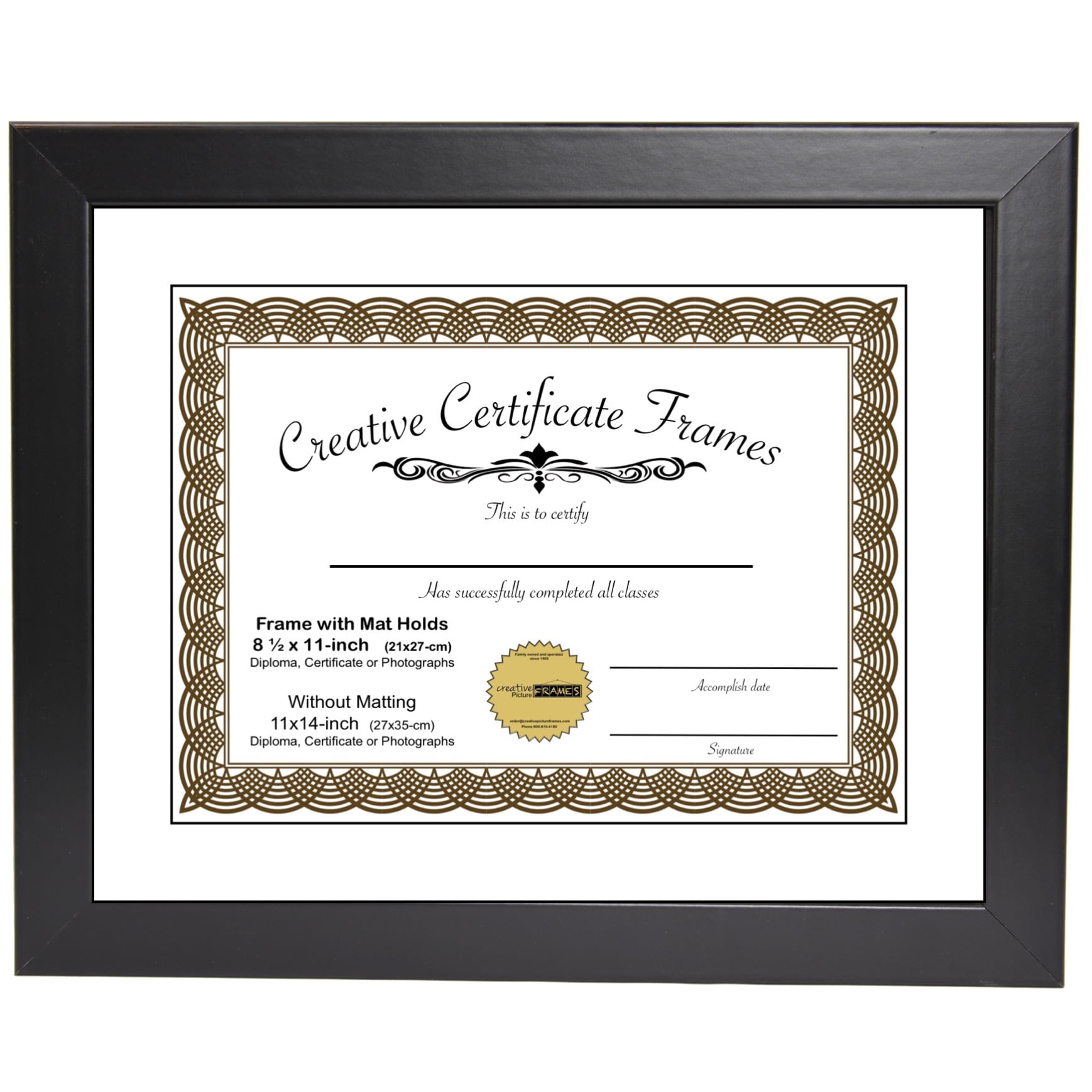 CreativePF Black Document Picture Frame with Glass, Displays