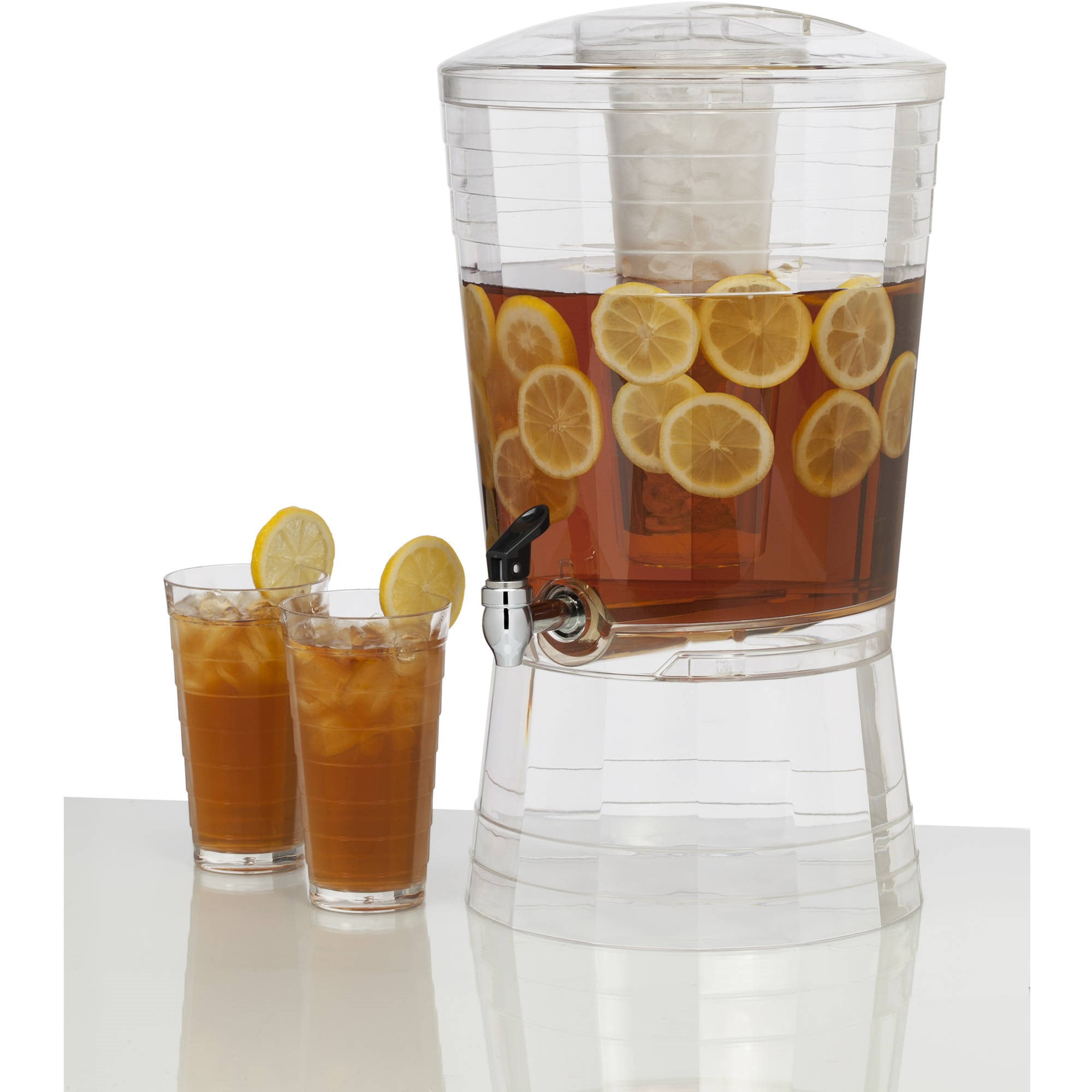 Clear Acrylic 3 Gallon Mosaic Beverage Dispenser with Ice Column