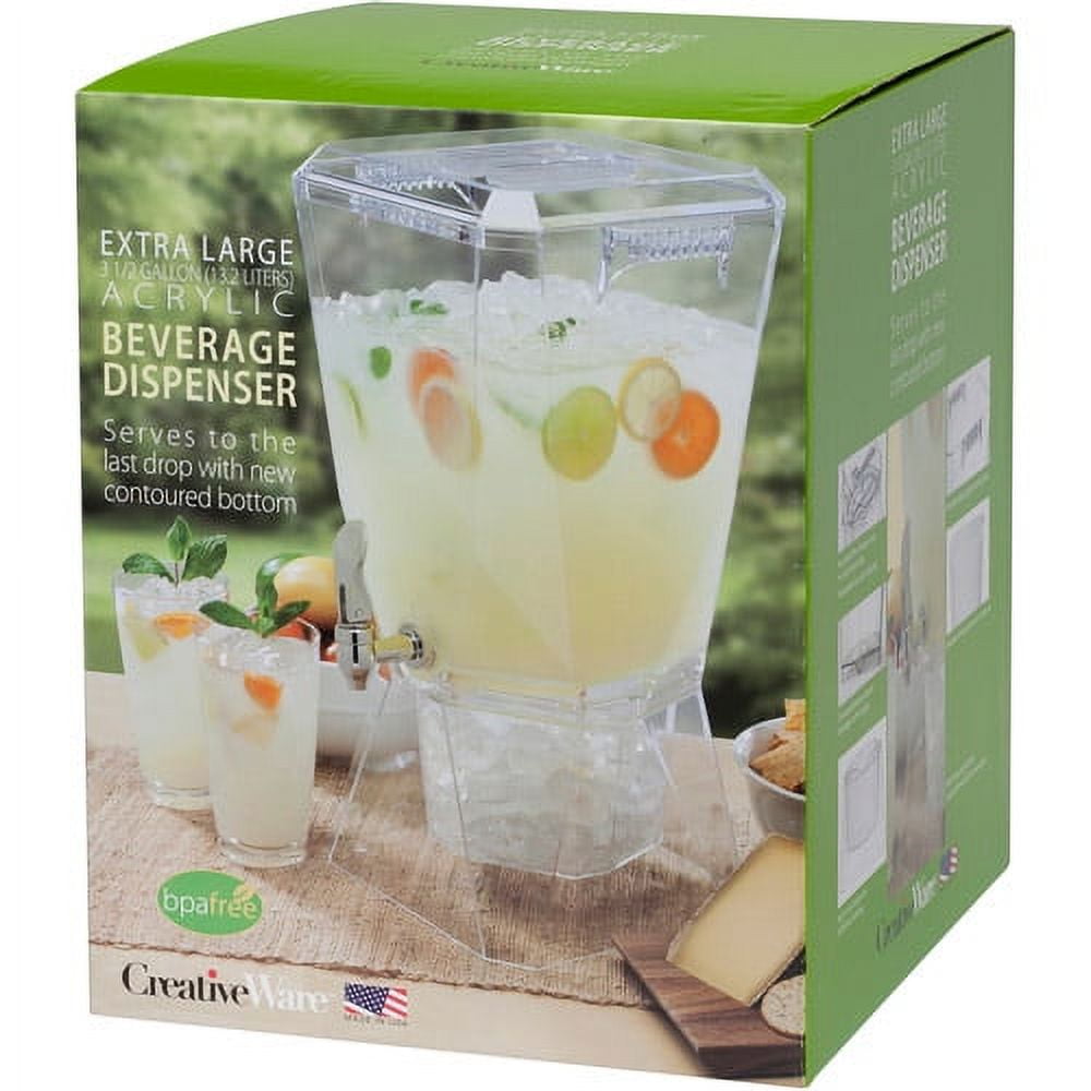 7 Qt Acrylic Cold Beverage Dispenser, Event Banquet Reception Rental