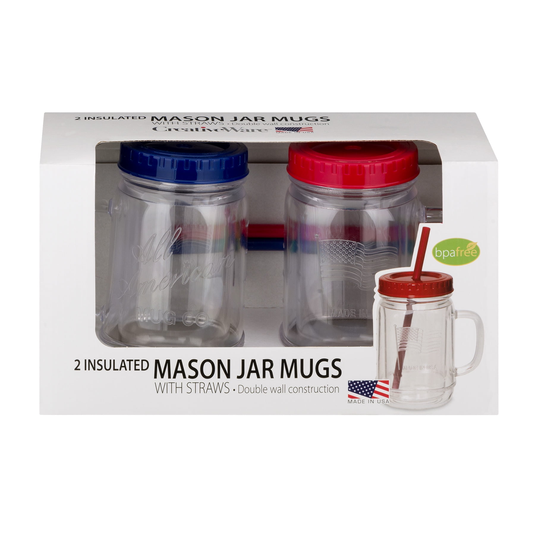 Deal: $20 for Custom Etched Set of 2 Mason Jar Mugs with Charming Lids &  Straws in Gift Box ($30 Value - 34% Off)