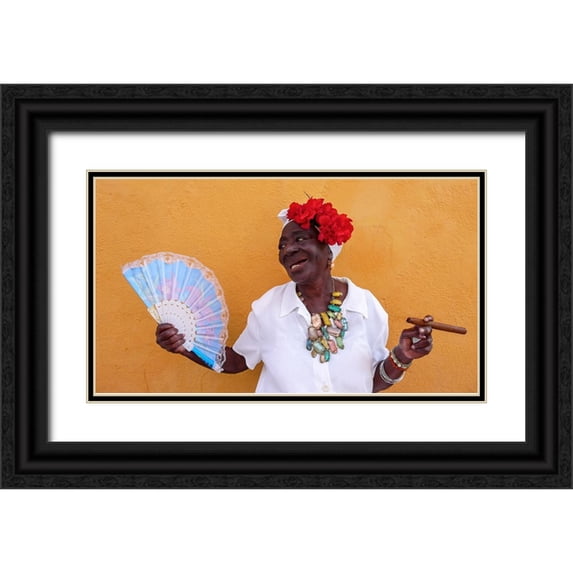 Creativeartsolution, Khoshro 24x15 Black Ornate Wood Framed with Double Matting Museum Art Print Titled - Havana Bride1