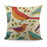 Creativebug Midcentury Modern Simple Lines Colorful Bird Flax Hidden Zipper Throw Pillow Covers
