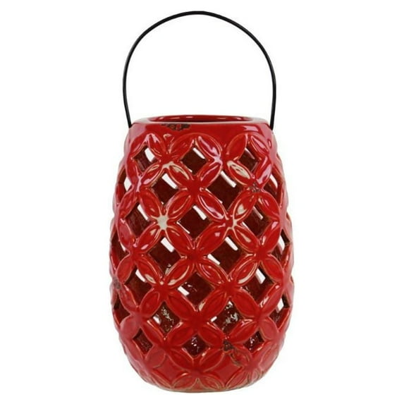 Creatively Designed Ceramic Lantern With Metal Handle