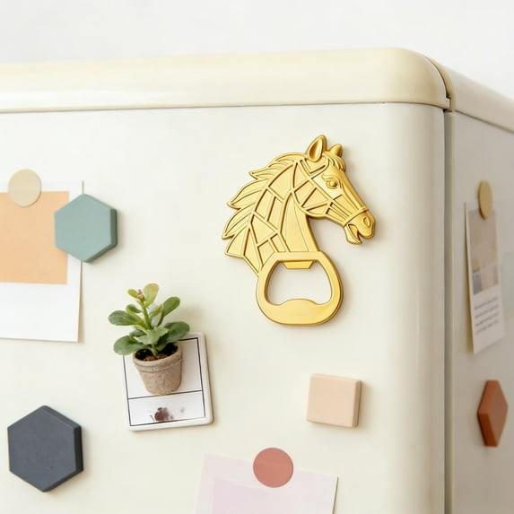 Creatively Horse Head Bottle Opener Fridge Magnet Metal Wall Hanging Decor Kitchen Bar Accessory Rural Horse Theme Refrigerator Magnet Gift