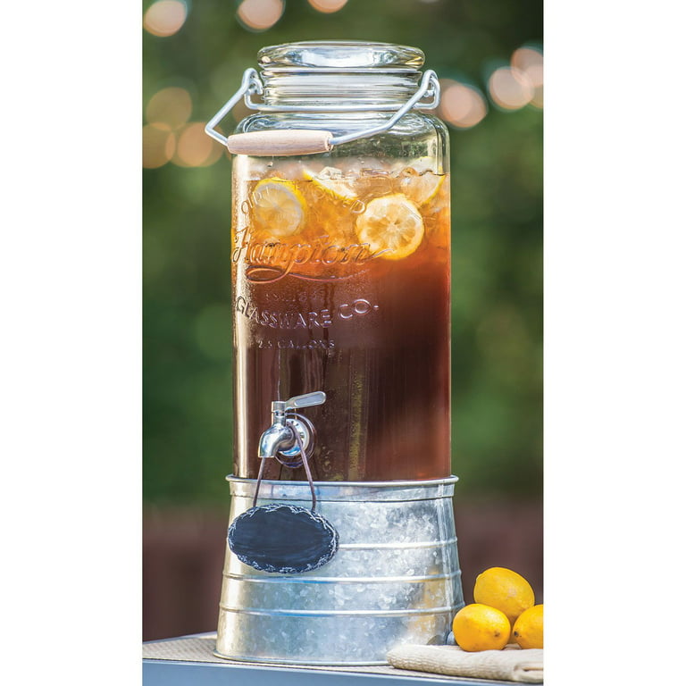 Cold Drink Beverage Dispenser Jar Ice Bucket Cup Holder Stand Party 3.5  Gallon