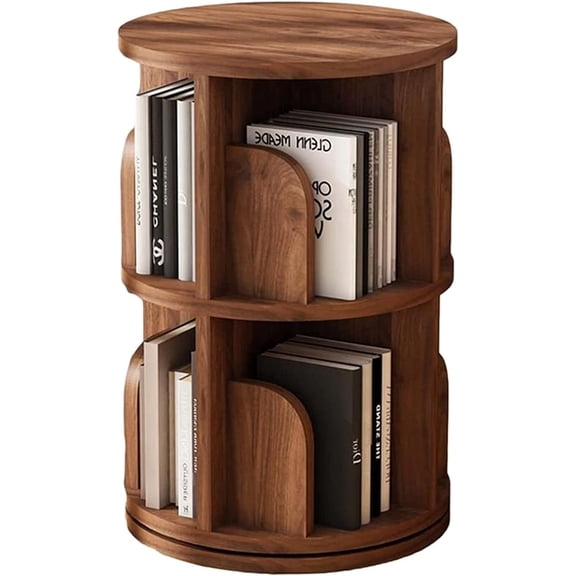 Creativity Corner Shelf Bookshelf Solid Wood Revolving Floor Standing Children Bookcase Living Room 360 Degree Rotating Storage HAOHAOMAI ( Color : Brown , Size : 39*67cm )