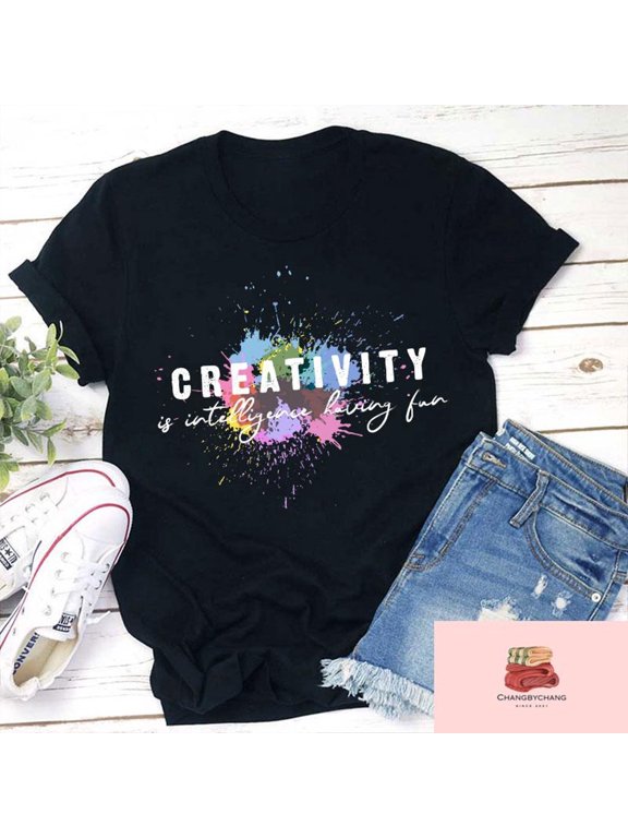Creativity Is Intelligence Having Fun Quote Teacher T-Shirt, Art Teacher Gift, Back To School Shirt, Art Class Shirt